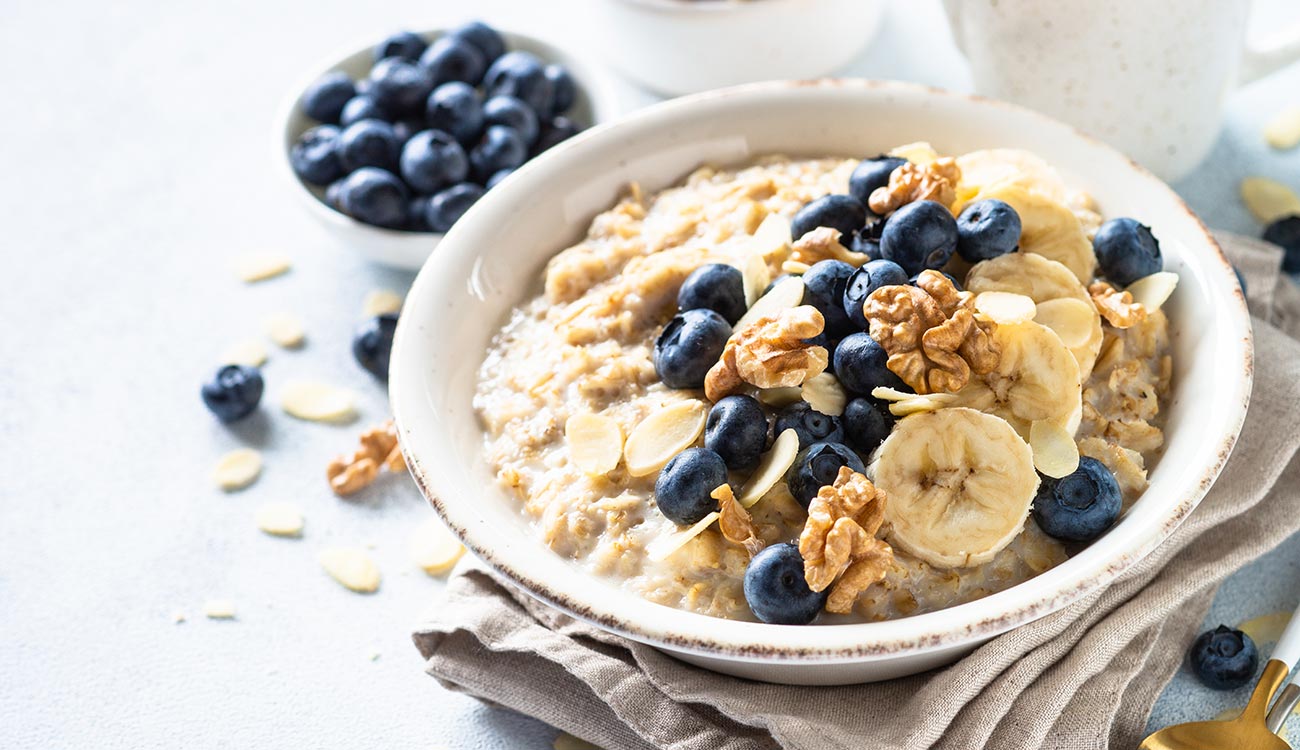 Blueberry, bananna, and walnut oatmeal